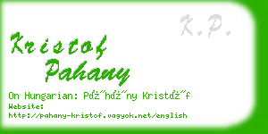 kristof pahany business card